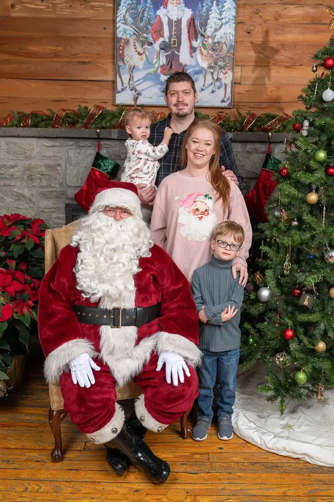Family with Santa at Breakfast with Santa at Plain & Fancy Farm