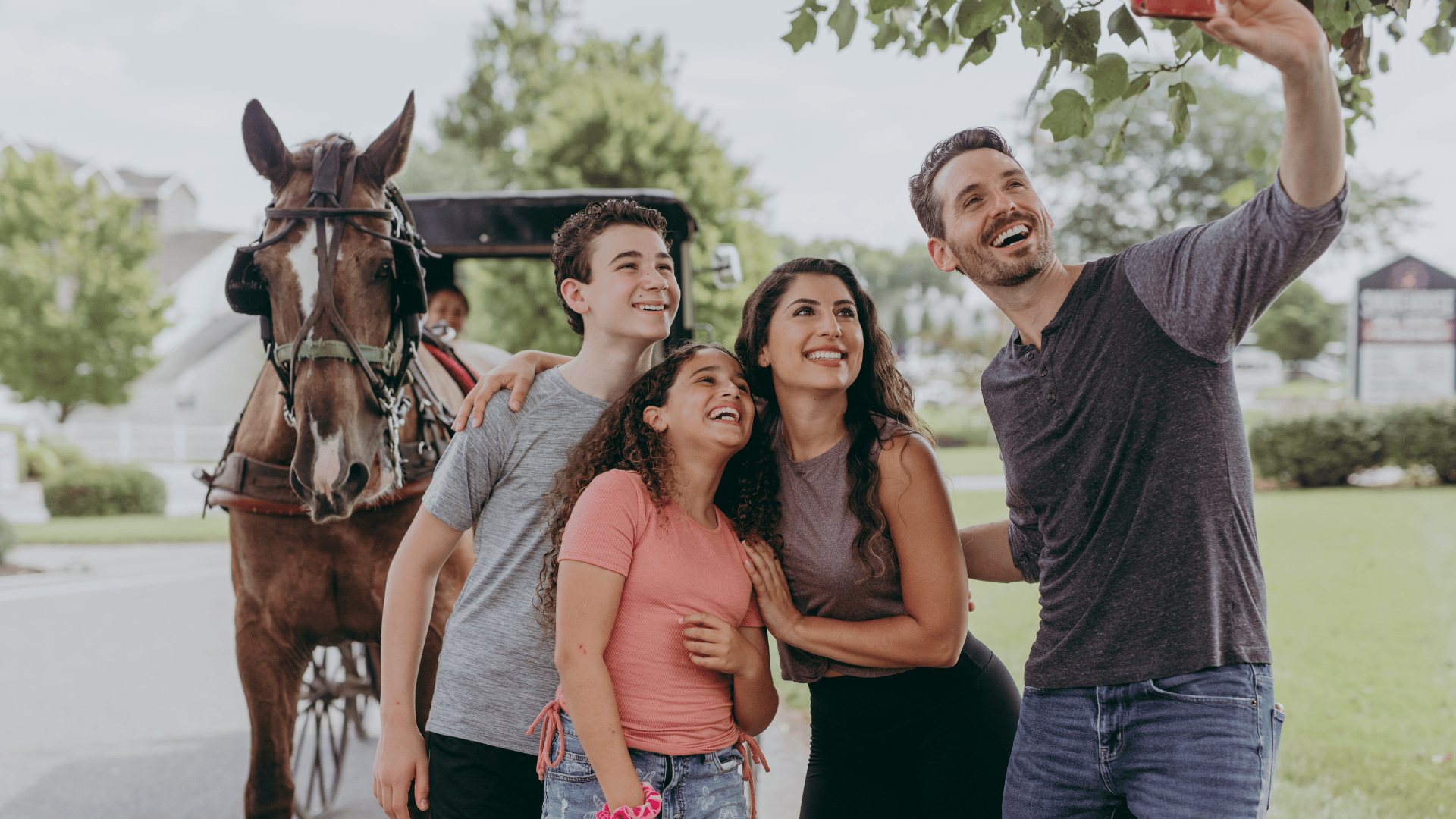 Family with a Amish Buggy at Aaron & Jessica Buggy Rides Photo Credit Discover Lancaster