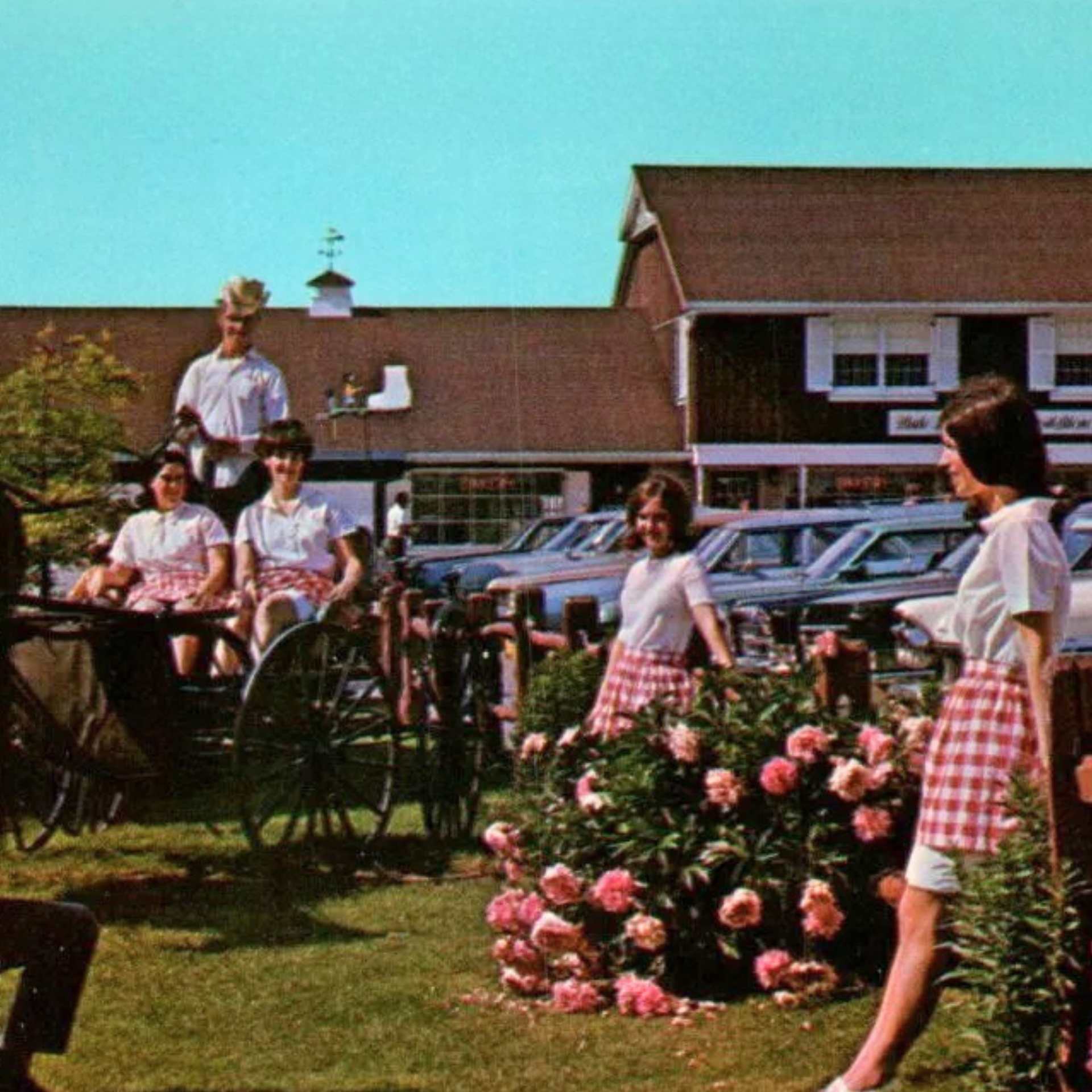 Historic Plain & Fancy Farm - Workers posing with Buggy