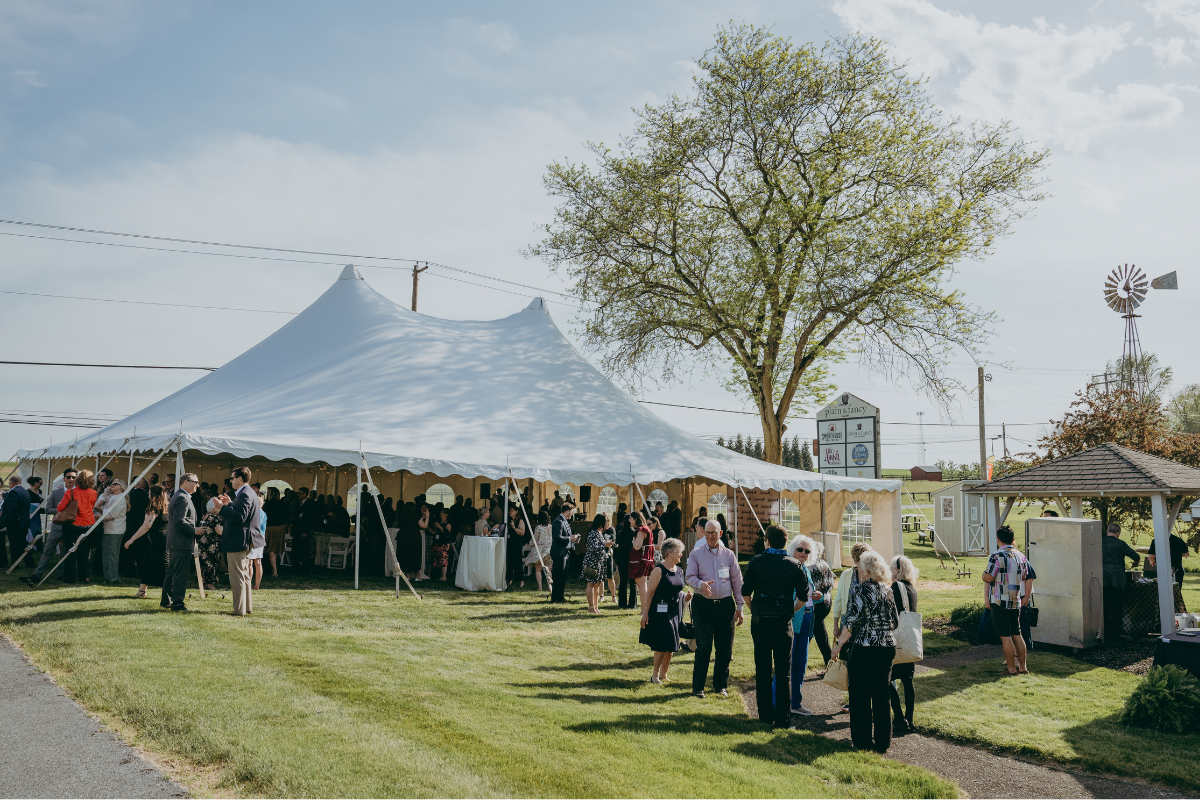 Adding a tent is an option here at Plain & Fancy Farm